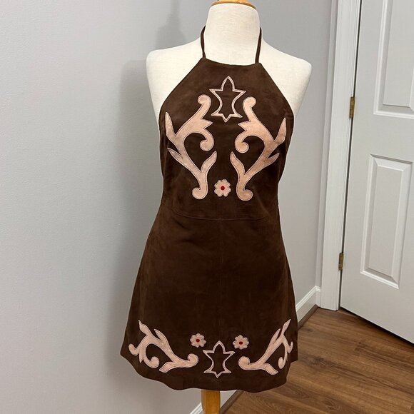 NEW Free People Sienna Goat Suede Western Mini Dress Sz XS - Picture 2 of 15